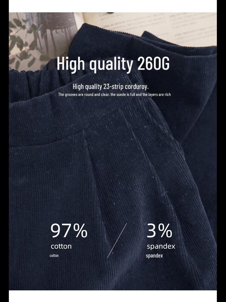 Wiosna 2025 Sztruksowe Krótkie Spodnie z Szerokimi Nogawkami: Luźny krój, Rozmiary od małych do plus size, Opcja z grubego aksamitu