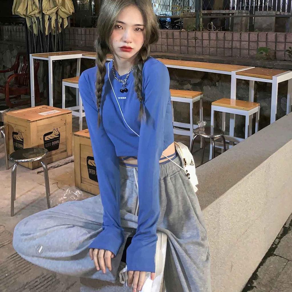 Langarm T-shirts Frauen Design Sexy Crop Ins Verbreitet Verband Tops Harajuku Ulzzang Straße Frühling Weibliche Ropa Hot Dünne Neue