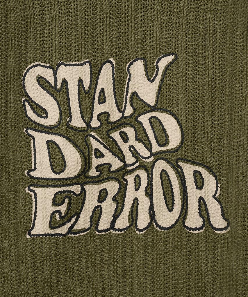 STANDARDERROR 87-Stan190 Country Oversized Color Block Lettering Knit Khaki
