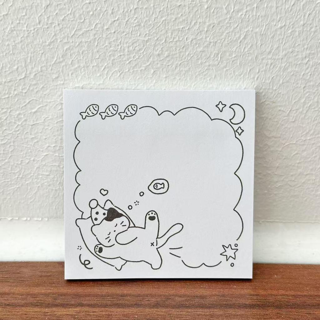 High-value explosion, simple black and white ins, cute cat post-it notes, sticky student learning memo notepad