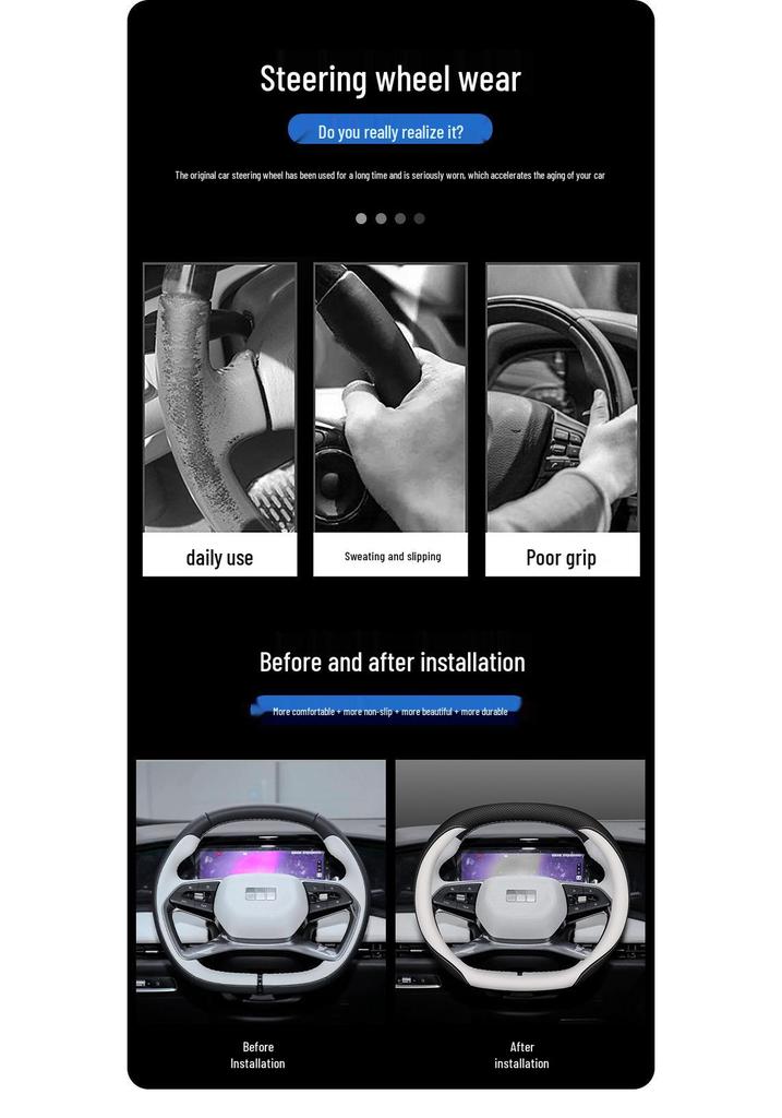 Ultra-Thin Non-Slip Genuine Leather Steering Wheel Covers for Geely Galaxy L7/L6/E8