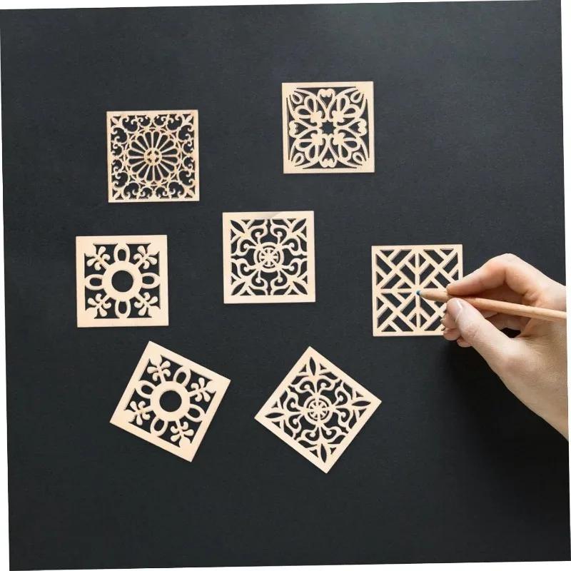 20pcs/lot Flower Frame Cutouts Floral Wood Slices Wood Flower Slices Craft Wood Slices Scrapbooking Cutouts Ornament Crafts