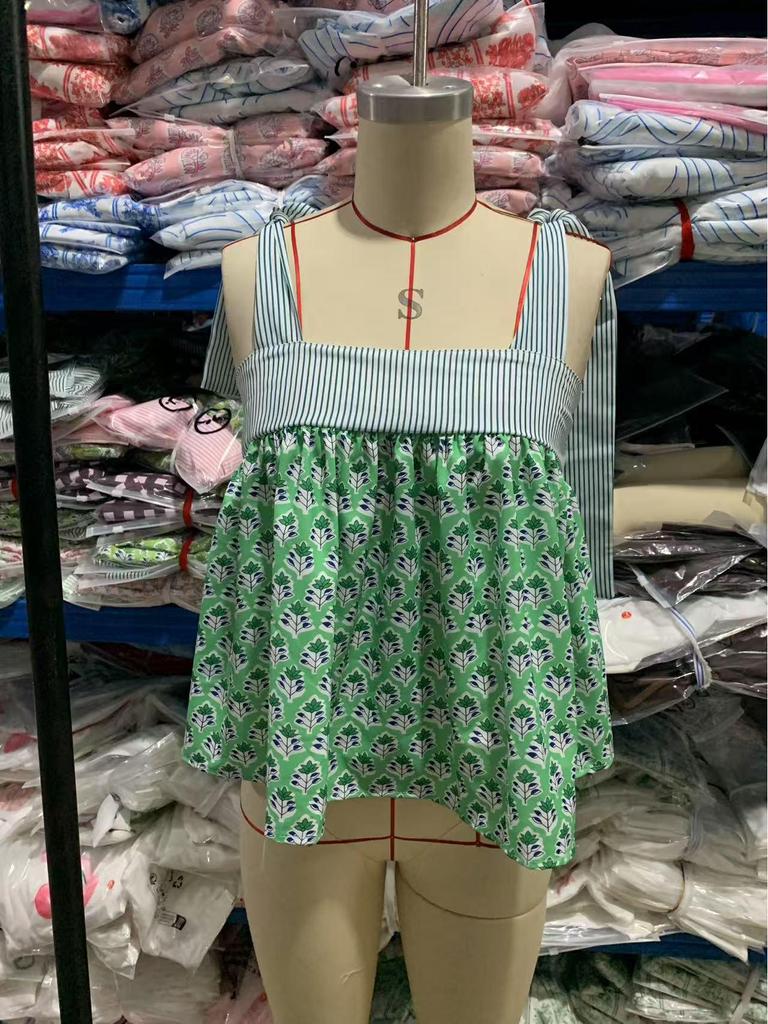 New Style Women's Sleeveless Tie-up Printed Camisole for Spring/Summer