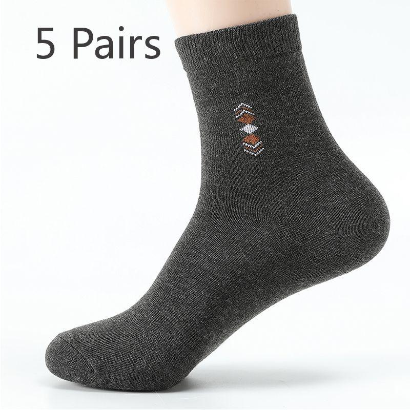 5 Pairs of Male Spring and Autumn All Kinds of Simple Business Sweat Absorption Breathable Tube Socks
