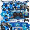 100 PCs Video Game Party Decorations, Hombae Blue and Black Video Game Birthday Decorations Backdrop Balloon Garland Banner Hanging Sign Tablecloth