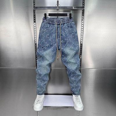 Frühlings- und Herbst Herrenjeans Haremshose Locker Harajuku Gerades Bein Hose Herrenbekleidung Elastischer Bund Schmal zulaufende Hose
