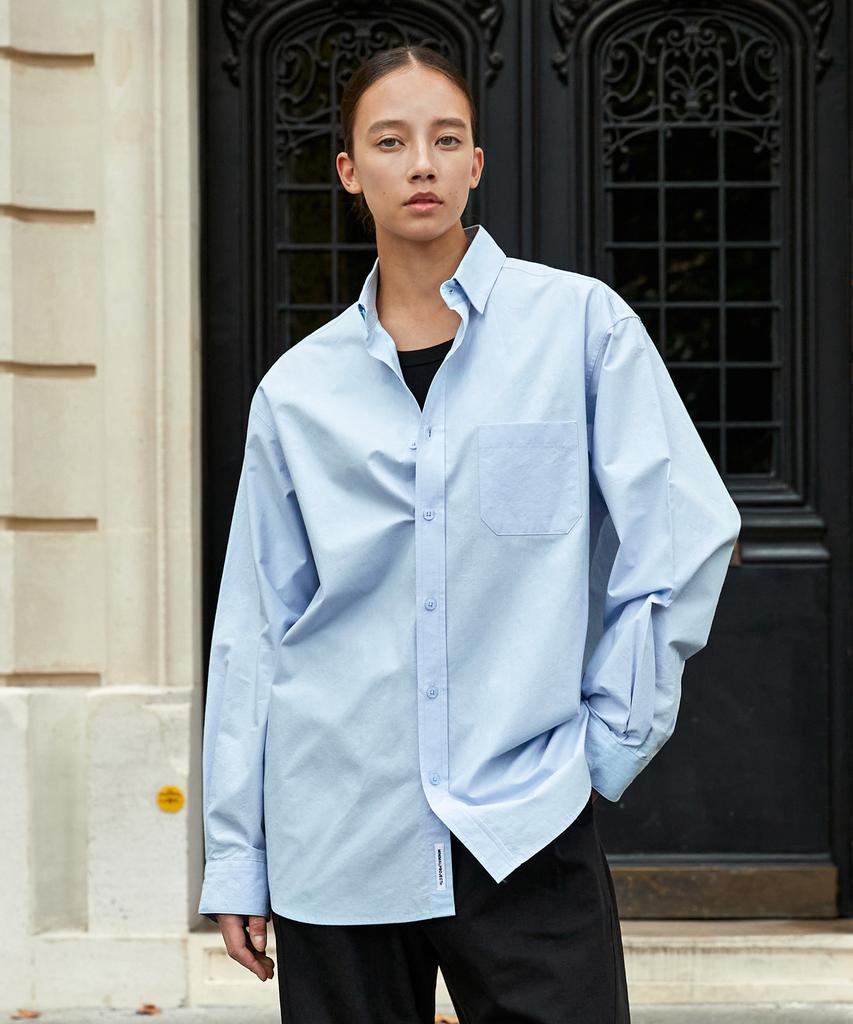 MINIMALPROJECT 40-Count High-Density Bio Comfy Collar Hidden Button Cotton Shirt Mls227 [Sky]