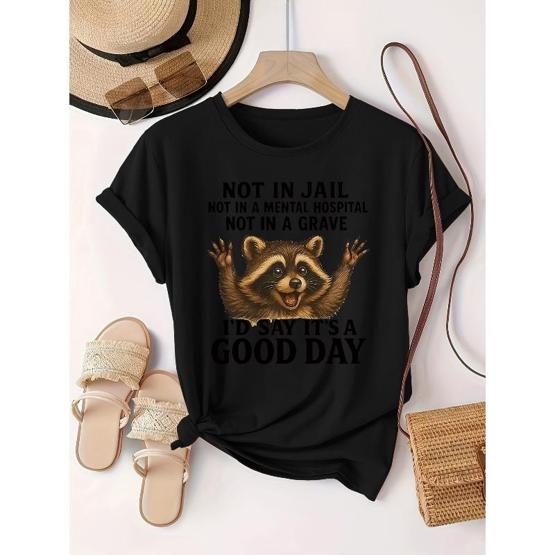

Womens Plus Size No Jail Graphic Print T Shirt 0 To 8XL Casual Stylish Short Sleeve Comfortable Fit Multiple Colors Unique Design M чорний