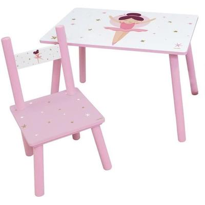 FUN HOUSE Dancer Ballerina Table H 41.5 Cm X W 61 Cm X D 42 Cm with a Chair H 49.5 Cm X W 31 Cm X D 31.5 Cm - For Child