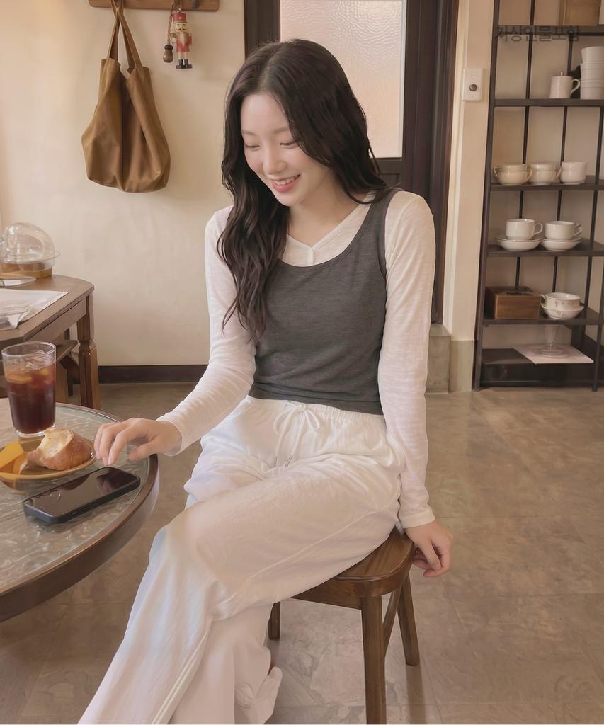 ROEM Layered Long Sleeve T-Shirt Rmlwg24Rt1