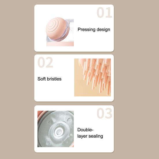 Shampoo Massage Brush with Soft Silicone Teeth Built-in Liquid Dispenser Detachable Design Pet Bathing Brush