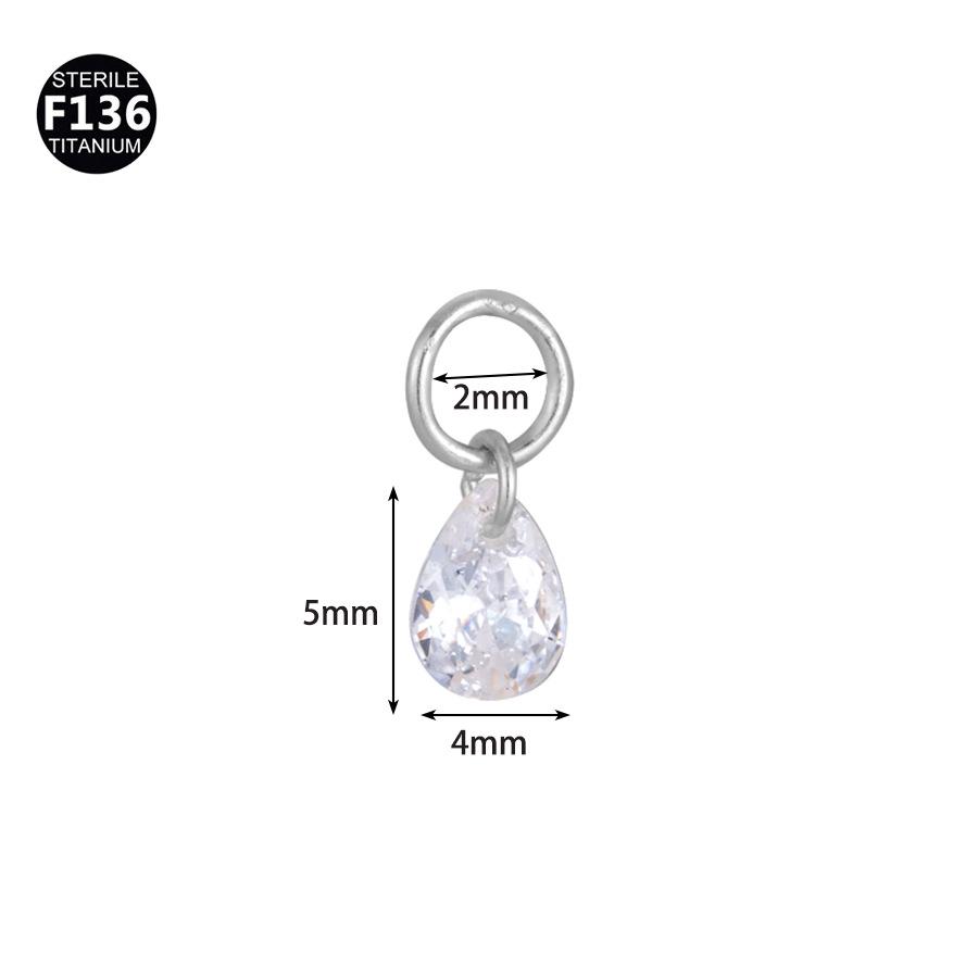 F136 Titanium Teardrop Bullet Head Lip Stud with Crystal Zircon Pendant for Ear Cartilage Piercing