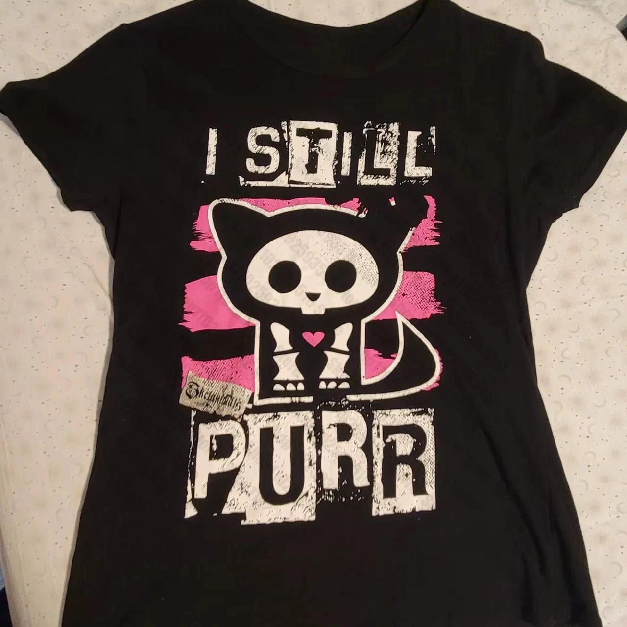 Womens Y2K Cute Cat Graphic T Shirt I Still Purr Aesthetic Slim Fit Top 4XL