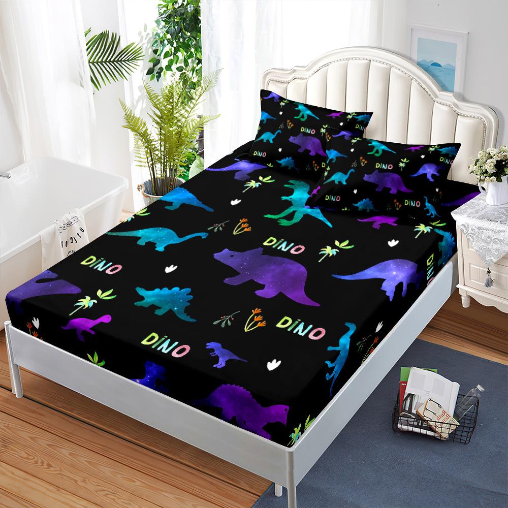 Three-Piece Mattress, Mattress Cover, Cartoon Dinosaur Dust Mattress, Protective Cover, Bed Cover.