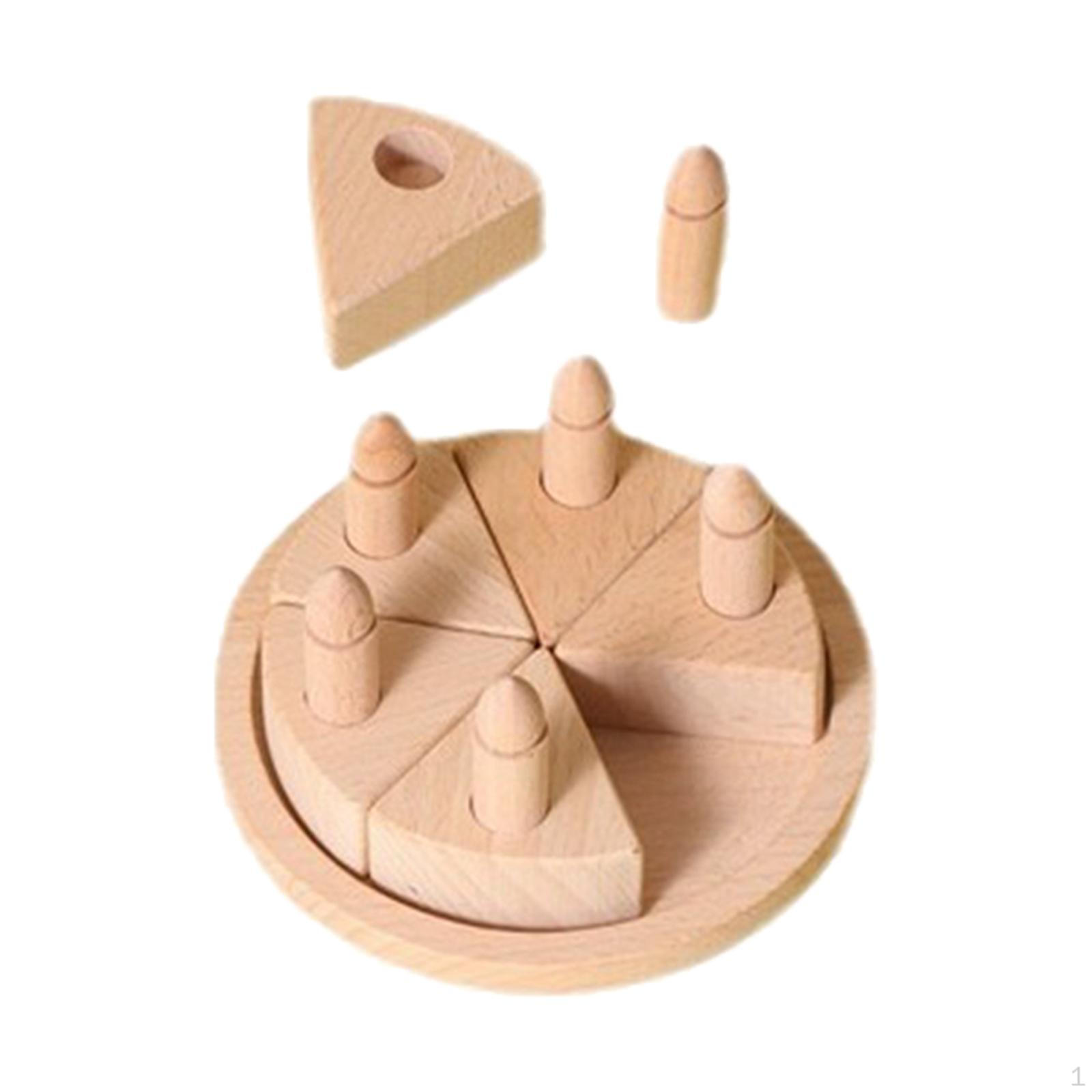 Wooden Birthday Party Cake Toddler Set Early Leaning Educational Toys Blocks Fake