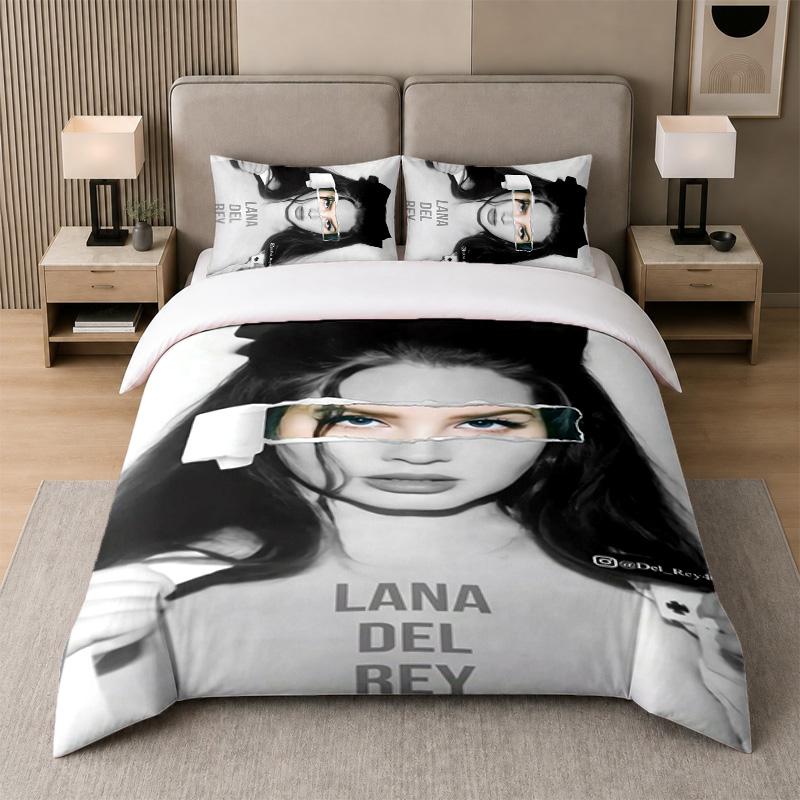 Set Biancheria da Letto 3 Pezzi, Lana Del Rey 1 Copripiumino e 2 Federe, Decorazione Biancheria da Letto Stampata per Camera degli Ospiti