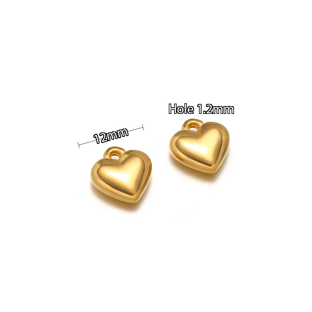 5pcs Stainless Steel New Fashion Three-dimensional Heart Charms Pendants PVD Gold Plated Necklace Homemade Bracelet DIY Jewelry