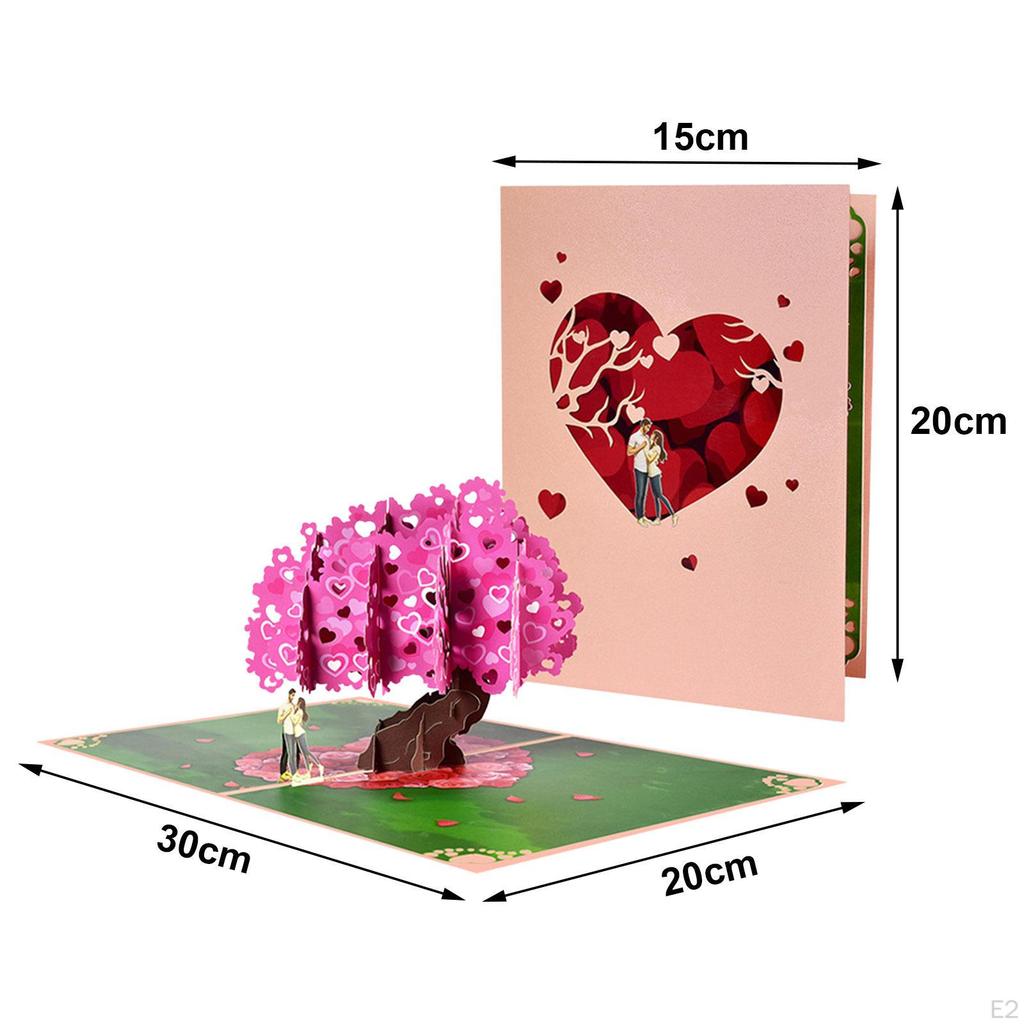 Popup Anniversary Card, Peach Blossom Wedding Card 3D Paper Valentines Greeting