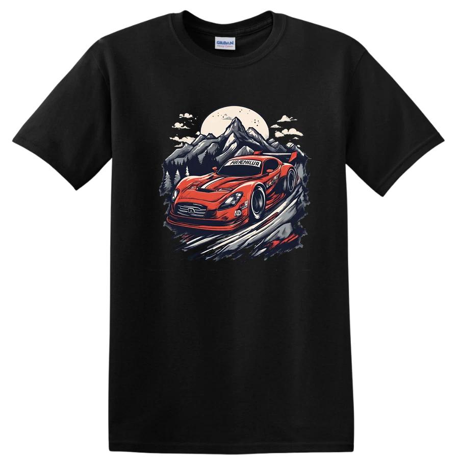 Red Sports Car Graphic T Shirt Vintage Race Mountain Scene Tee Adventure XXL