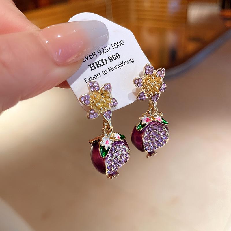 Silver Needle Zircon Star Flower Tassel Stud Earrings - Elegant and Fashionable Women's Accessory