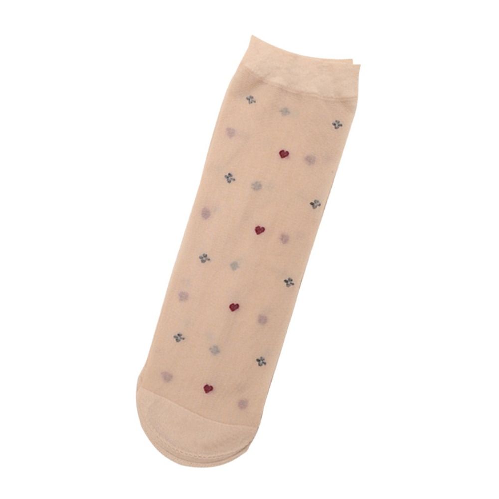 10Pairs Ultra-thin Crystal Silk Tube Socks Flower Silk Sheer Socks Women Invisible Socks  Summer