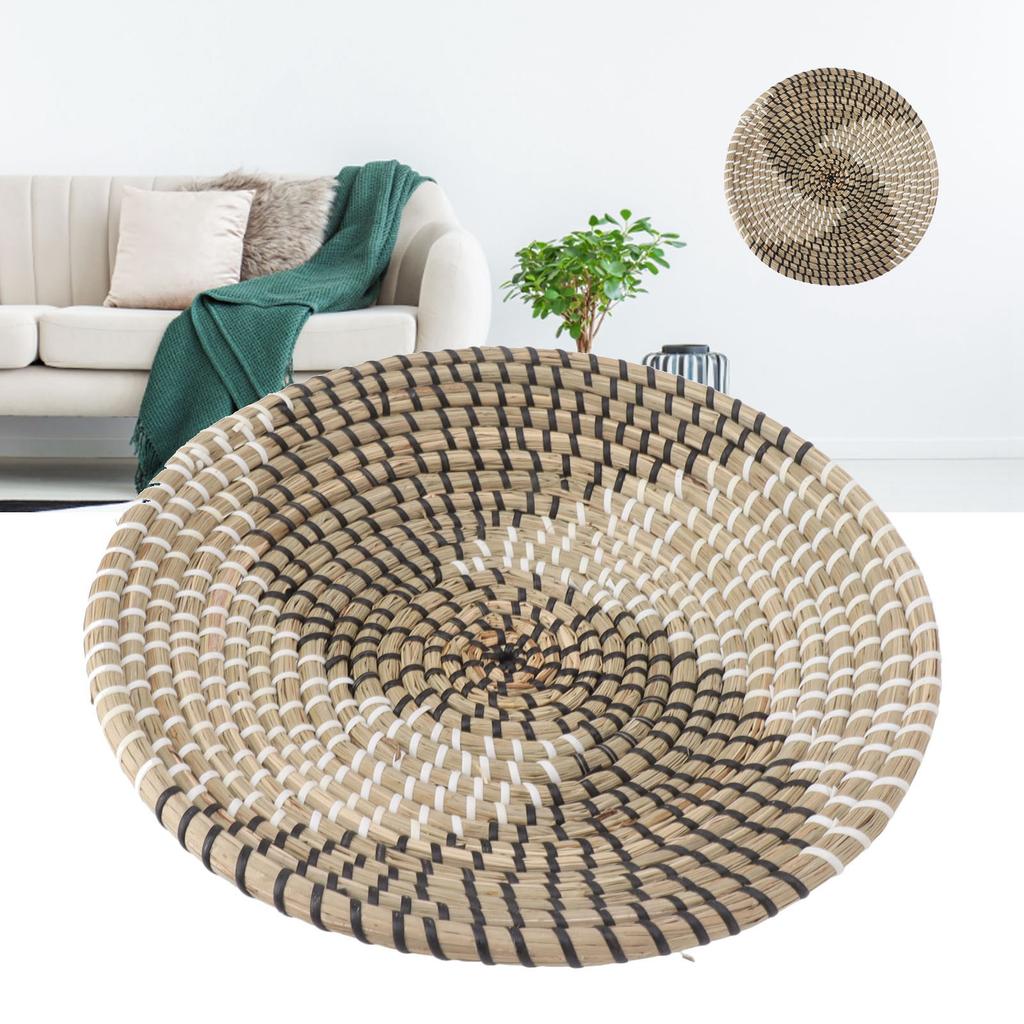 Woven Wall Basket Decor Handcrafted Seagrass Hanging Baskets Multifunction Woven Insulation Pad for Living Room Kitchen