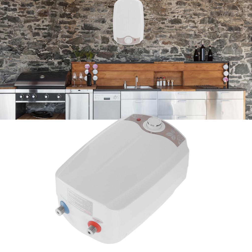 8L Mini Electric Water Heater IPX4 Kitchen Electric Hot Water Heater with Upper Water Outlet for Home Use EU 220V