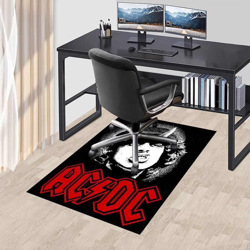 1pc ACDC Home Office, Durable Polyester Floor Mat with Easy, Office Decor, Urban Style, Nonslip Backing