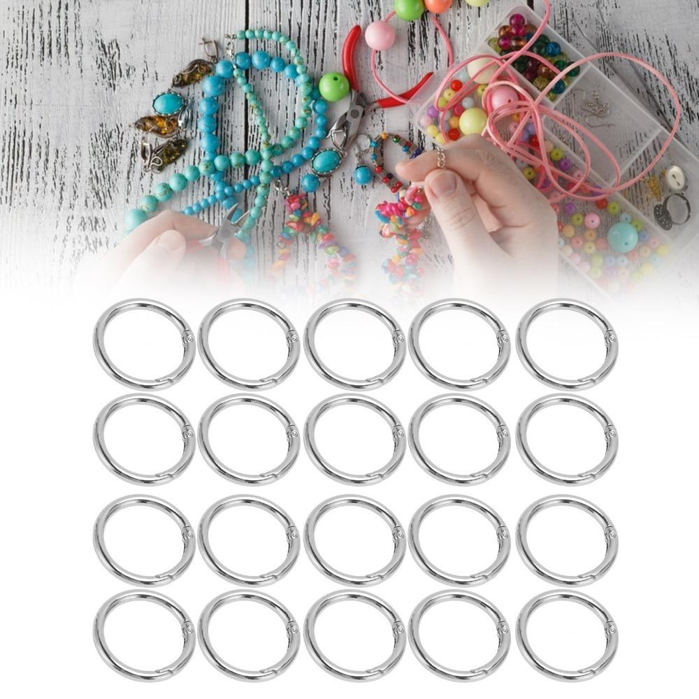 20pcs Silver Spring O Rings 40MM Spring Clasps Jewelry Tools Snap Clips  Keychain