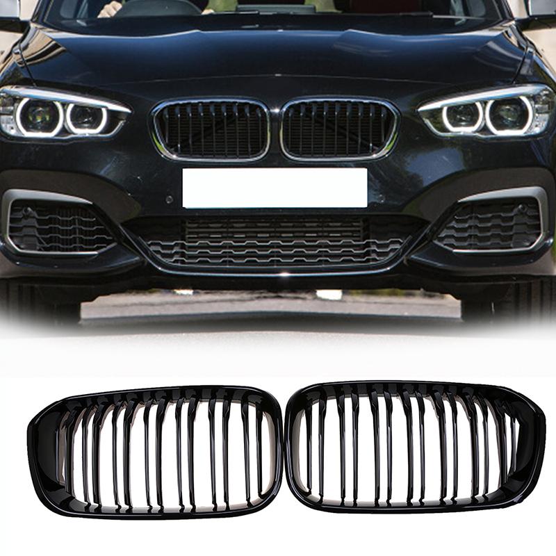 Car Front Bumper Grilles For BMW 1-Series F20 5-door/F21 3-door 118i/120d/144d/120i 2015 2016-2017 Facelift Double Lines Grills