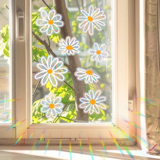 Static Glass Sticker Sun Protection UV Blocking Privacy Film with Colorful Rainbow Light Effect Glue-Free Electrostatic Reusable Window Cover