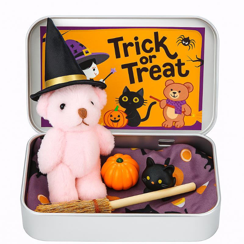 Creative Halloween Surprise Box Party Gift With Pre-Installed Pocket Bear Broom Pumpkin Candy Filling Toy Gift Box Set For Kids