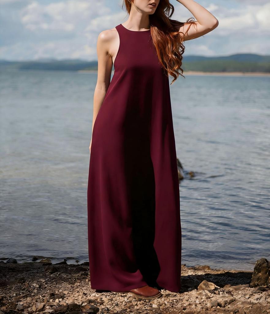 Supply Europe and the United States New Style Solid Color Summer Sleeveless Backless New Design Women's Dress Women