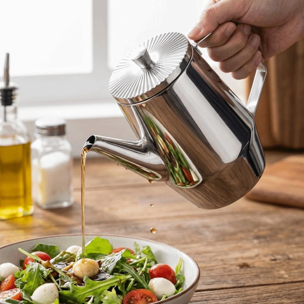 Large Capacity Stainless Steel Oil Bottle Leak-Proof Pour Oil Bottle Vinegar Dispenser  Kitchen