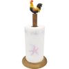 Rooster Design Rustic Brown Wood Paper Towel Holder Stand Up Paper Towel Holder, Easy One-Handed Tear Kitchen Paper Towel Dispenser with Weighted