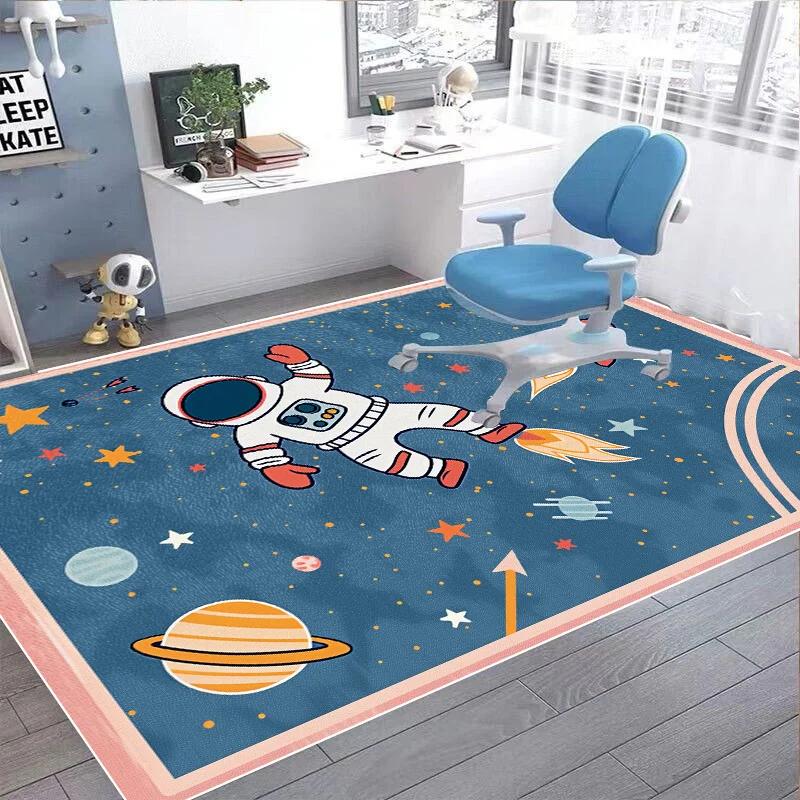 Tappeti Cartone Animato Astronauta Spaziale per Soggiorno Camera dei Bambini Tappetino da Gioco Lavabile Antiscivolo Tappeti per Camera da Letto Bambini Guardaroba