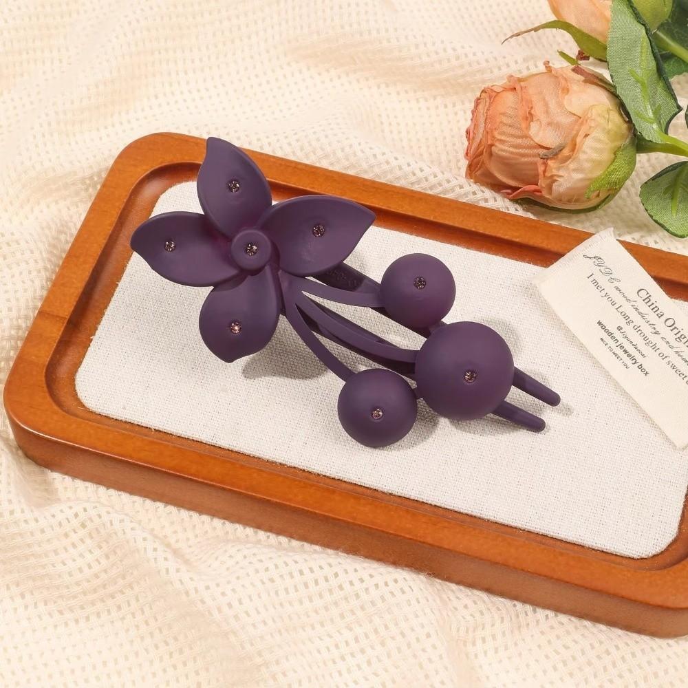 Matte Frosted Flower Hair Clips Acrylic Hair Ornament Fashion Rhinestones Flower Hairpin  Girls
