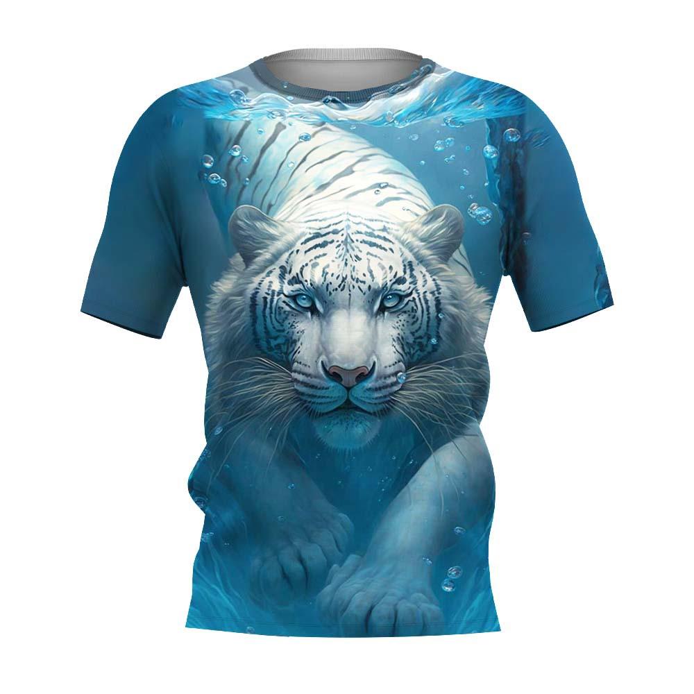 Oversized Men's T-Shirt 3d Tiger Print Tees Tops Summer Casual Mens Animal Pattern T Shirt O-Neck Fashion Clothes Prints T-Shirt