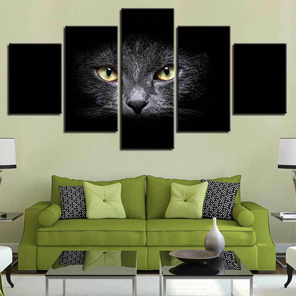 

Современный Холст Картина Декор Гостиная Стены Картины 5 Шт. Очки Кошка Модульная Живопись Плакат HD Животные Принты Художественная Рамка 20x35cm*2 20x45cm*2 20x55cm*1
