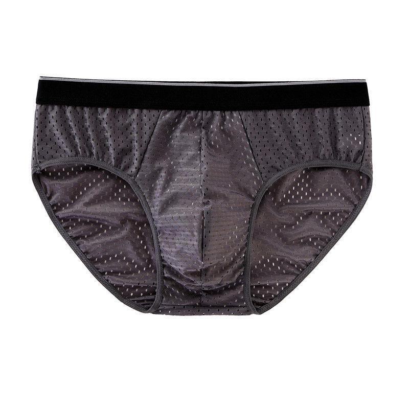 Men's Breathable Mesh Ice Silk Underwear with Cotton Inner Crotch