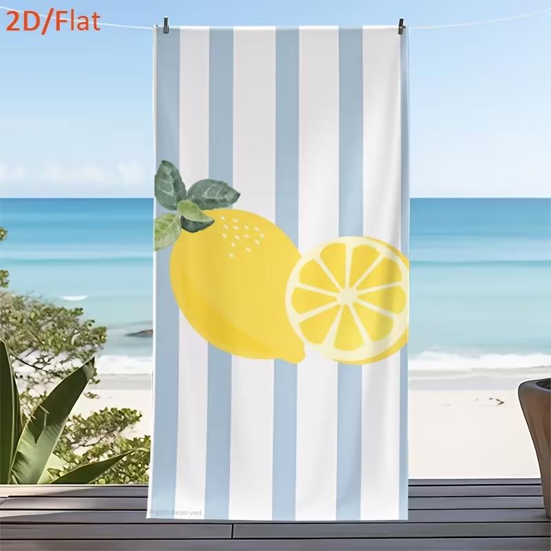 Cute Retro Cherry Beach Towel Pink Red Vertical Stripe Framed Fruit Print Soft Absorbent Quick Dry Towel for Beach Swimming Pool