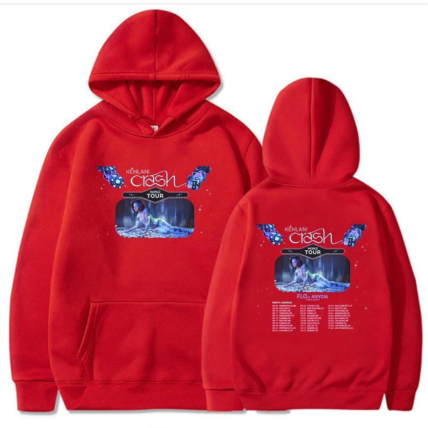

Kehlani Crash World Tour 2024 Толстовки для женщин Roupas Femininas Зимние теплые свитера с капюшоном Singer Graphic Printed Hoodies XXXL красный