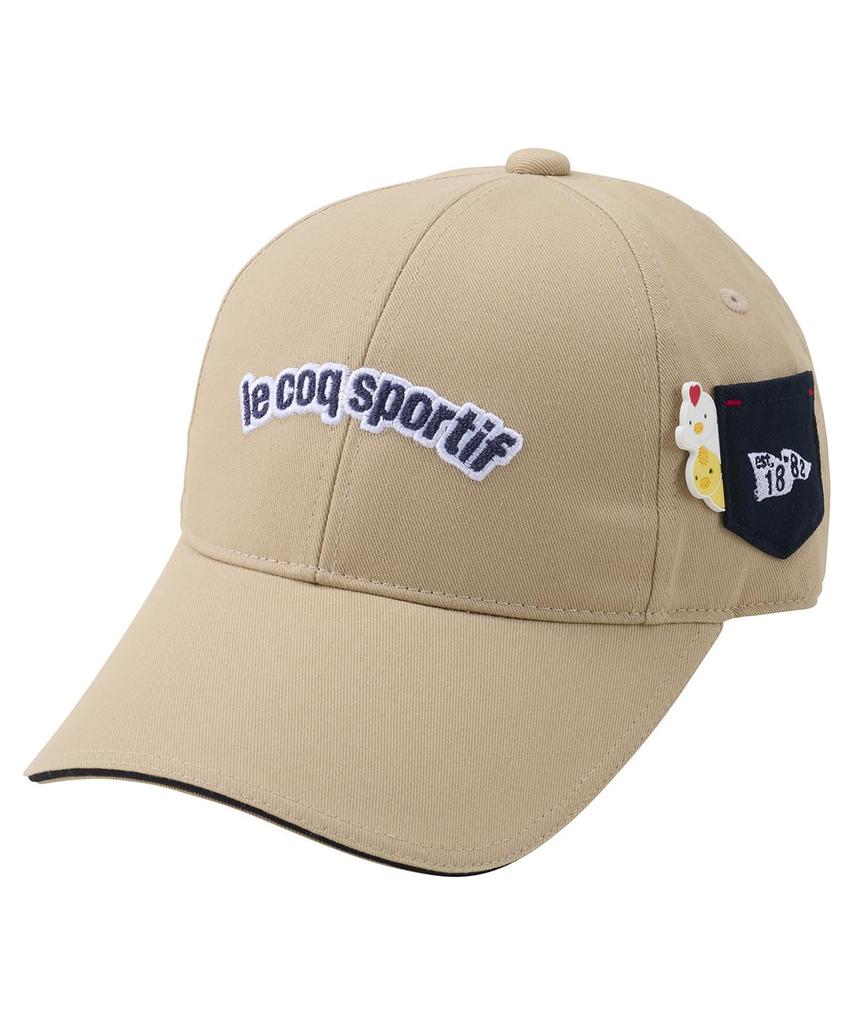 Coq Sportif Cap with side BG00 [Le Golf] pockets, character, silicone, cute, golf, LG5SCP06L, women's, (beige)