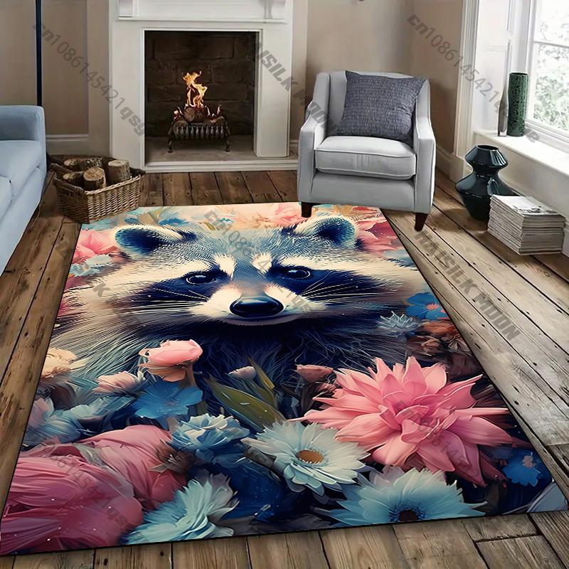 Cozy Nighttime Raccoon Rug for Kids' Bedrooms carpet for home sofa bedroom, gift