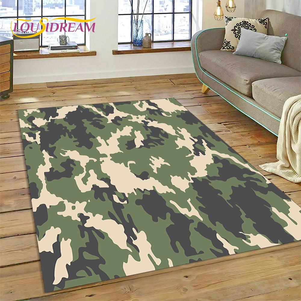 2025 Colorful Camo Green Camouflage Carpet Rug for Living Room Bedroom Home Sofa Decoration Play Area Rug Non-slip Floor Mat