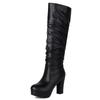 Knee High Boots For Women Platform 2024 Sexy Punk High Heels Pleated Black Brown Women's Long Boot Winter Shoes Large Size 44
