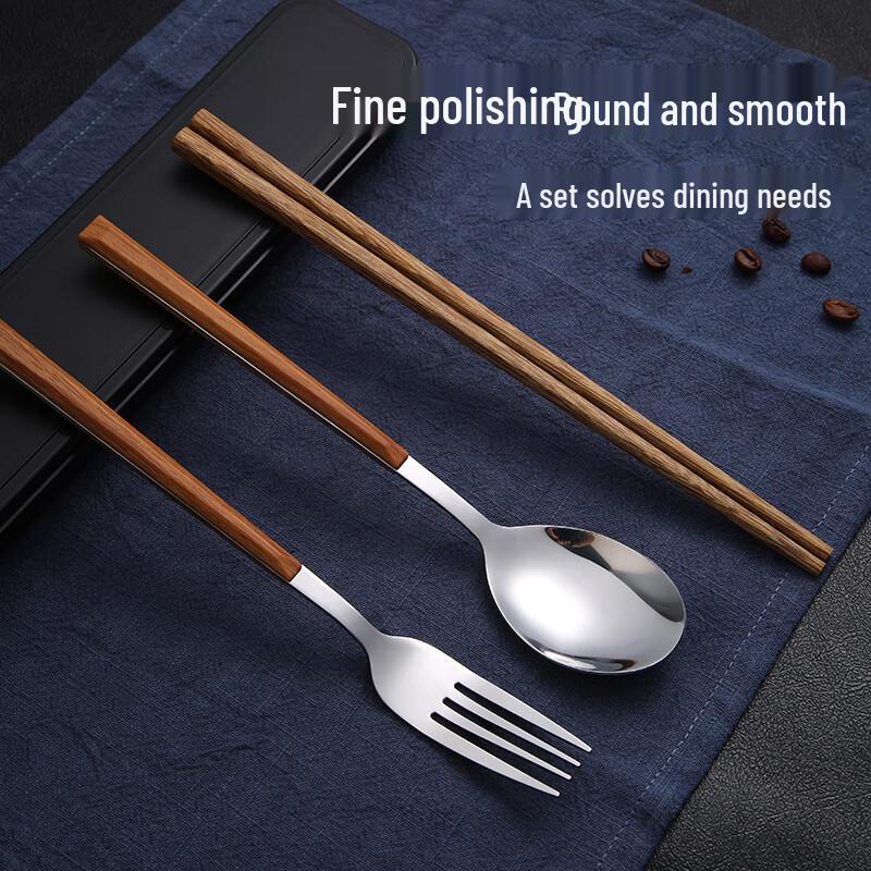 Tragbares 3-teiliges Essstäbchen- & Löffel-Set