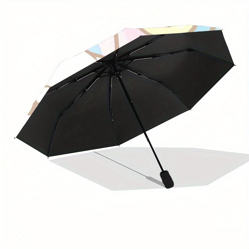 Rainbow Cinnamoroll Automatic Open/CloseUmbrella-CuteUmbrella with Cute Design, Portable 3-Fold Compact Umbrella for Men & Women, Valentine's Day Moth