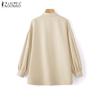 ZANZEA Women Turn Down Collar Loose Long Sleeve Button Blouse