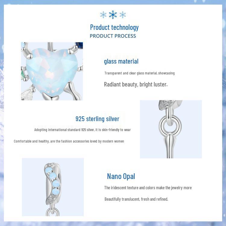 Yinziyun Sterling Silver Snowflake Heart Pendant Necklace - Romantic Winter Christmas Gift for Women